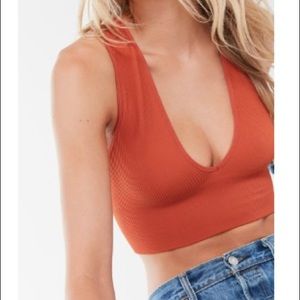 Rust plunging bra top